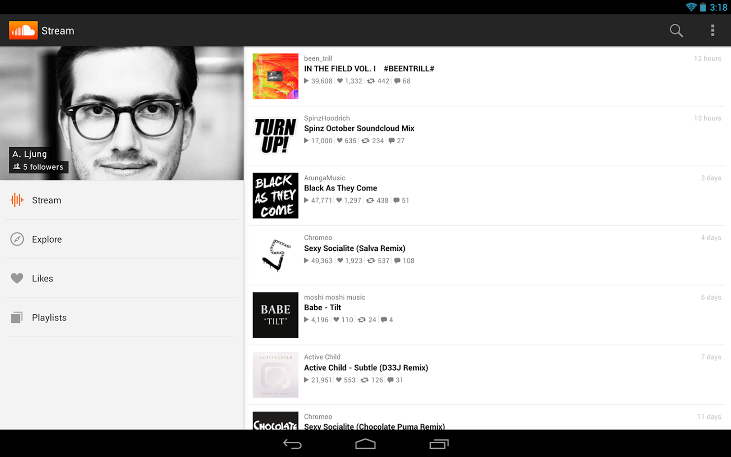 SoundCloud tablette