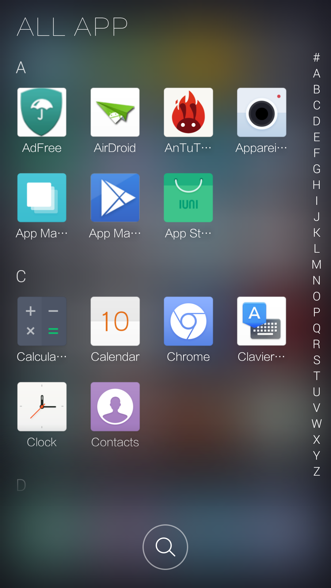 iuniOS -drawer droit all apps